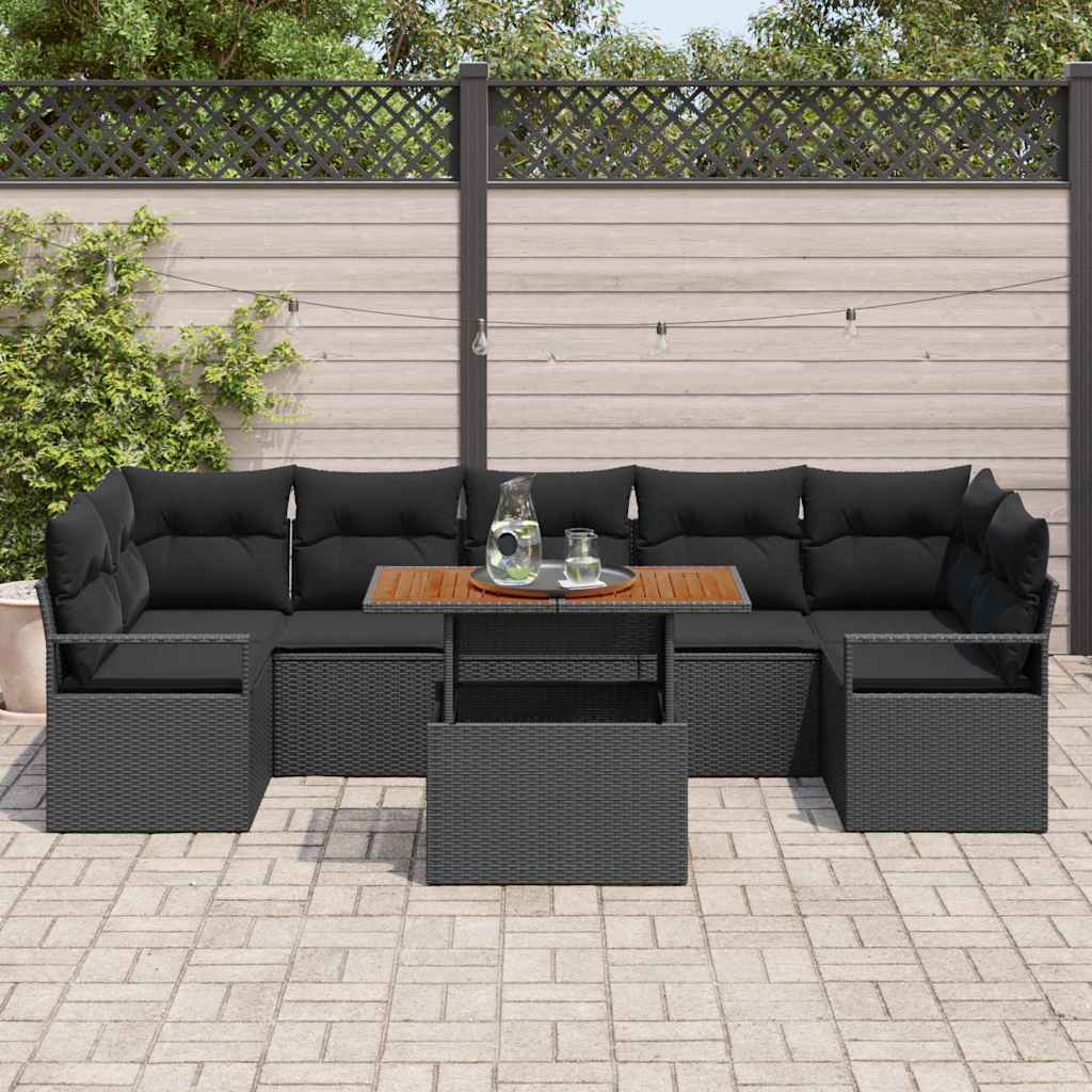 8-Teiliges Garten Sofa Set Mit Kissen Poly Rattan