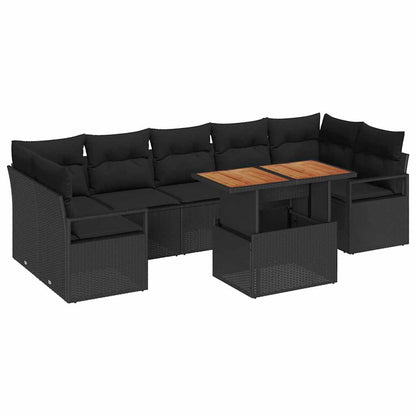 8-Teiliges Garten Sofa Set Mit Kissen Poly Rattan