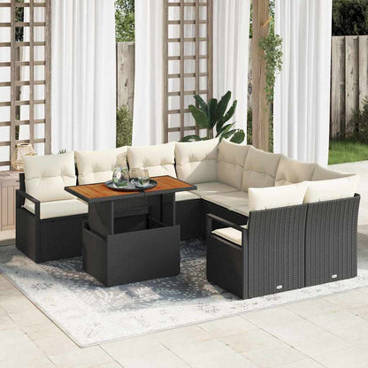 9-Teiliges Garten-Sofa-Set Mit Kissen Poly-Rattan