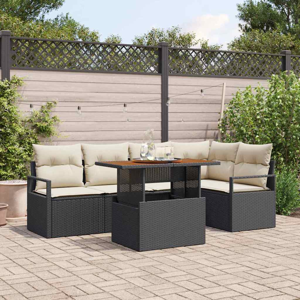 6-Teiliges Garten Sofa Set Mit Kissen Poly Rattan