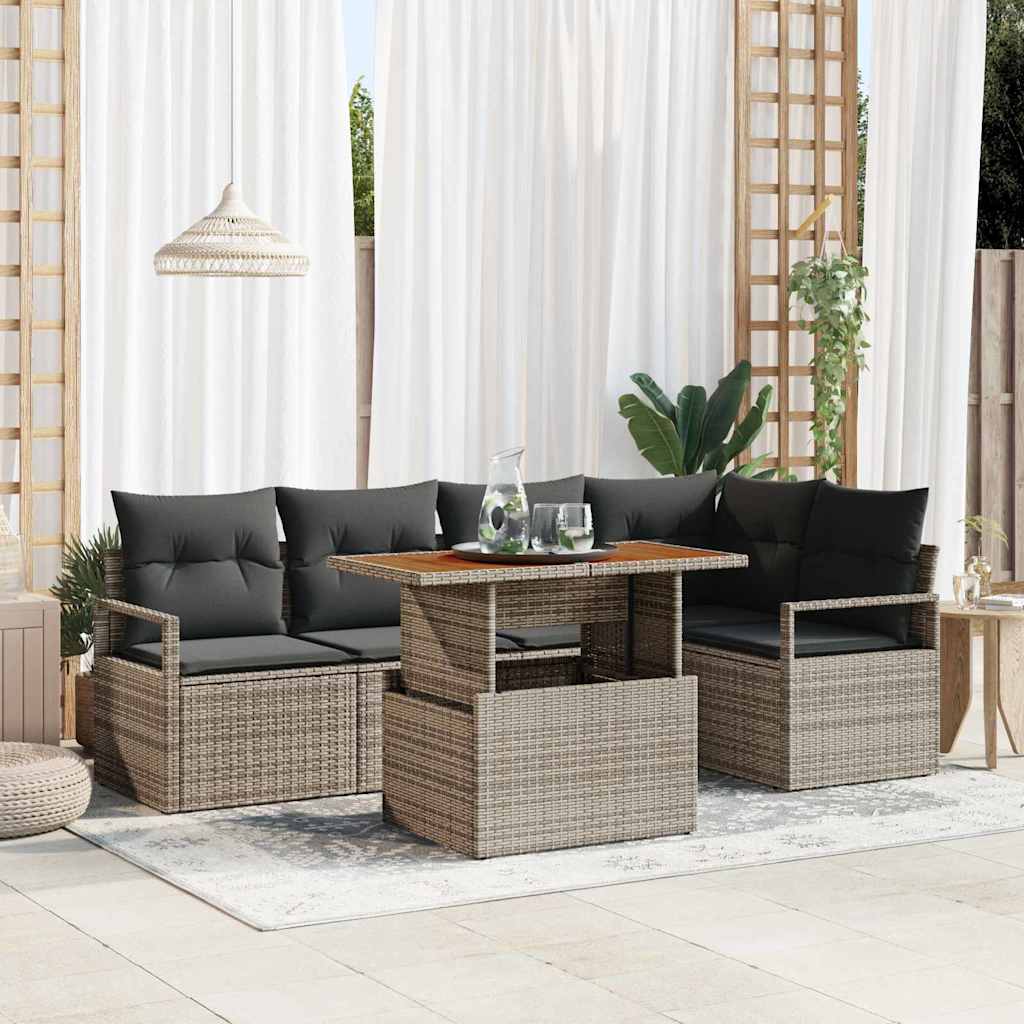 6-Teiliges Garten Sofa Set Mit Kissen Poly Rattan