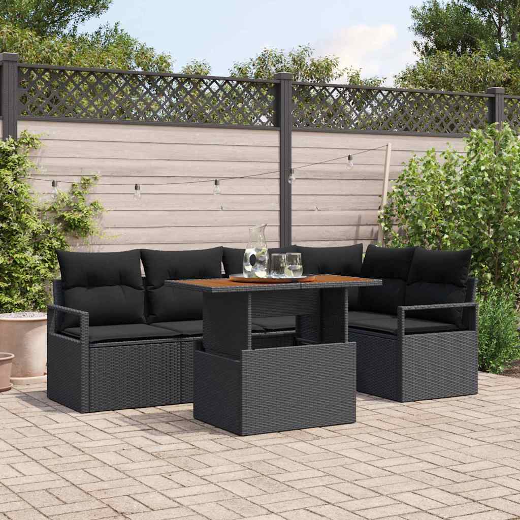 6-Teiliges Garten Sofa Set Mit Kissen Poly Rattan
