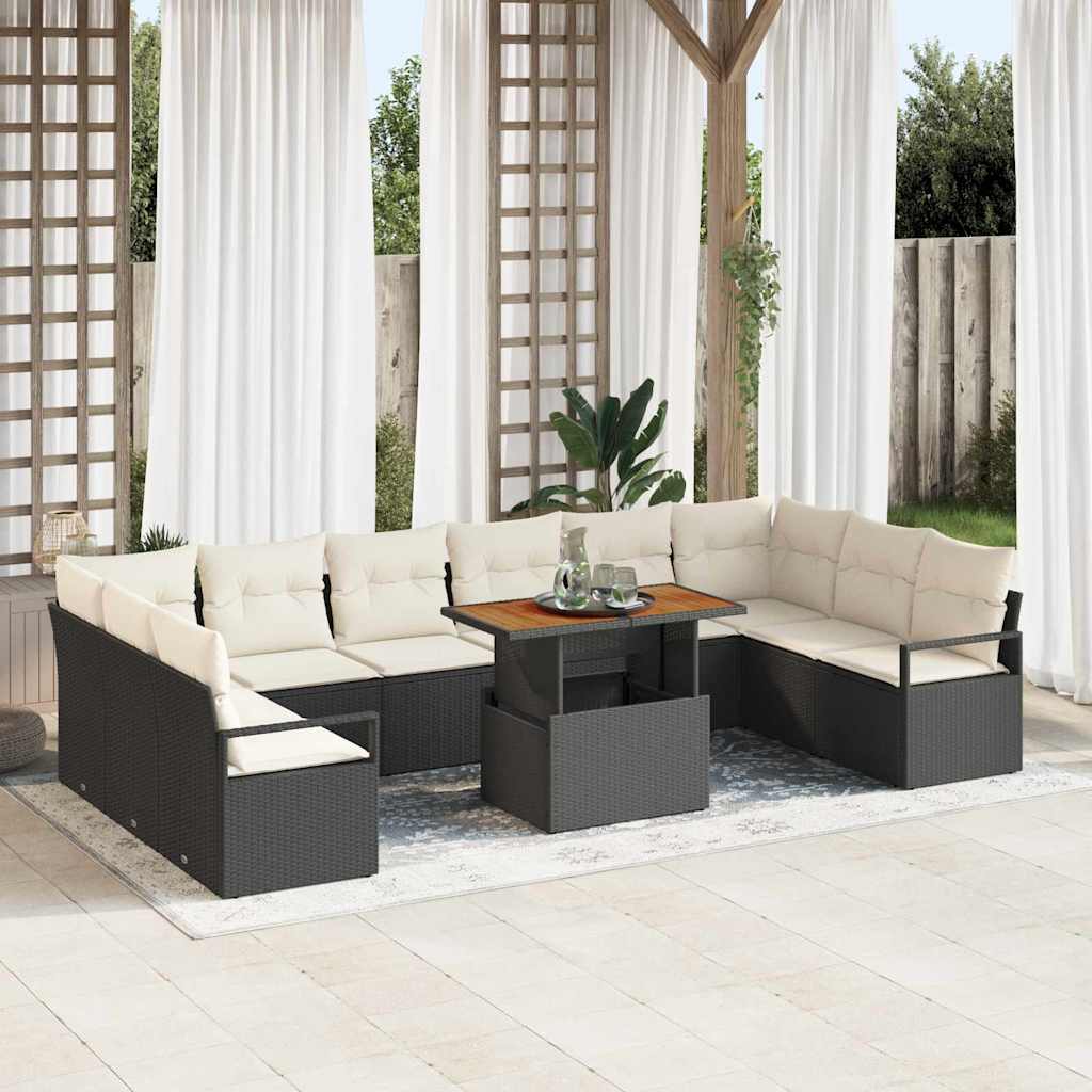 11-Teilige Garten Sofaset Mit Kissen Poly Rattan