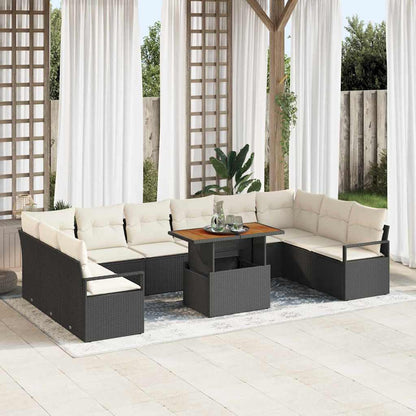 11-Teilige Garten Sofaset Mit Kissen Poly Rattan