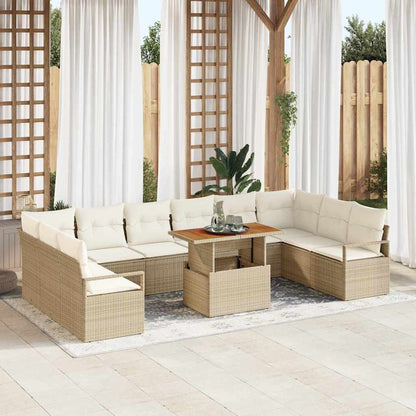 11-Teilige Garten Sofaset Mit Kissen Poly Rattan