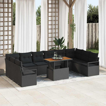 11-Teilige Garten Sofaset Mit Kissen Poly Rattan