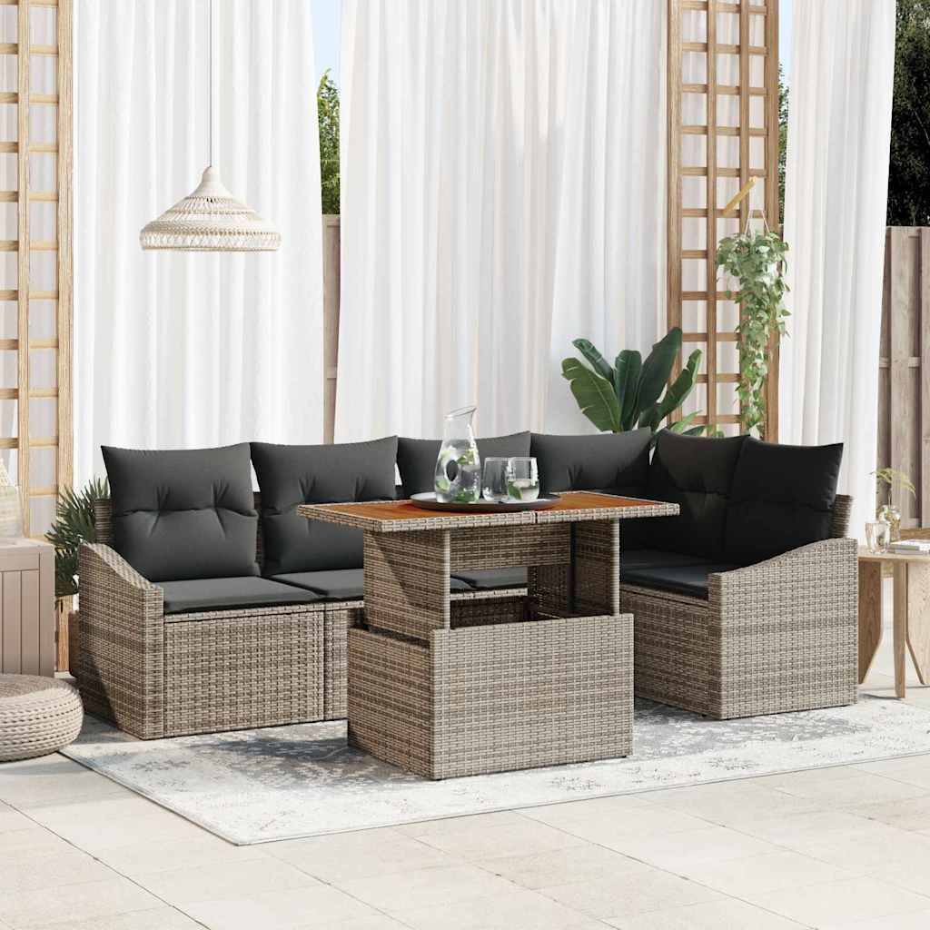 6-Teiliges Garten-Sofa-Set Mit Kissen In Aus Poly-Rattan
