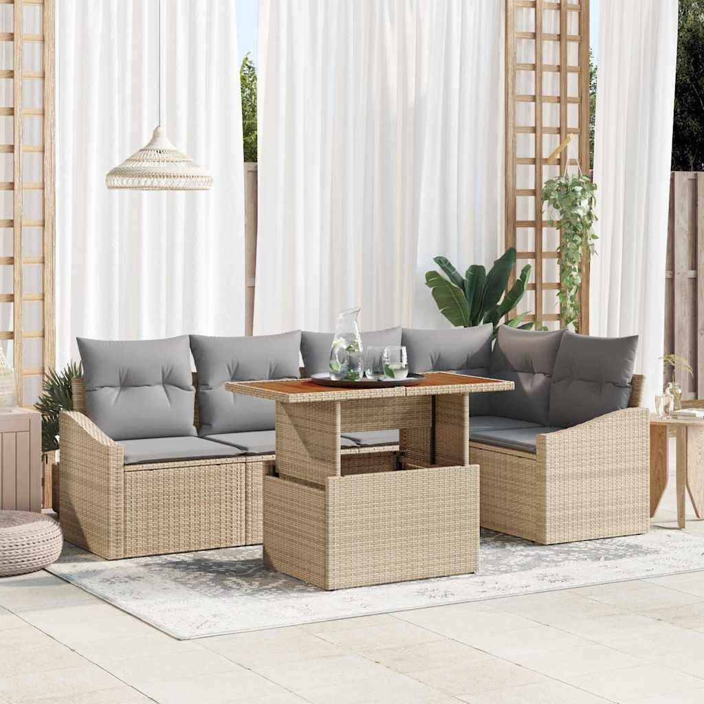 6-Teiliges Garten-Sofa-Set Mit Kissen In Aus Poly-Rattan