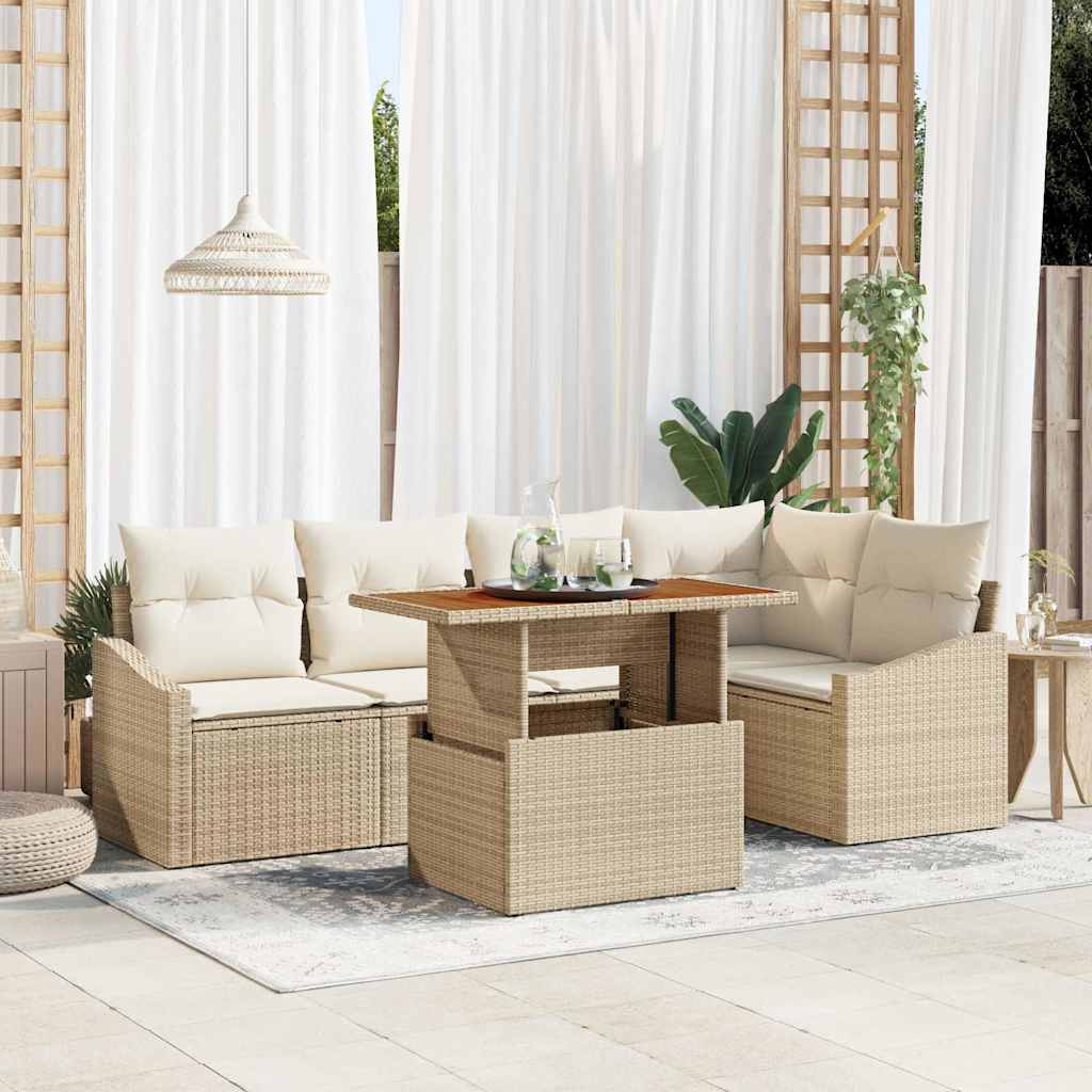 6-Teiliges Garten-Sofa-Set Mit Kissen In Aus Poly-Rattan