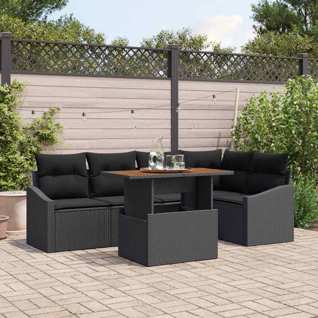 6-Teiliges Garten-Sofa-Set Mit Kissen In Aus Poly-Rattan