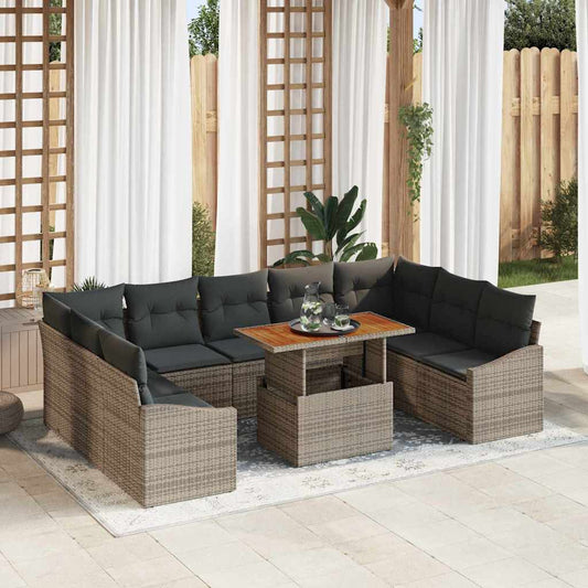 10-Teiliges Garten-Sofa-Set Mit Kissen In Aus Poly-Rattan