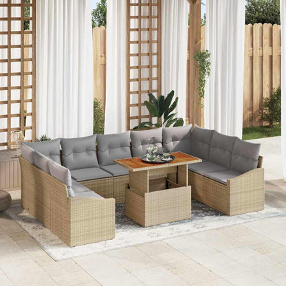 10-Teiliges Garten-Sofa-Set Mit Kissen In Aus Poly-Rattan