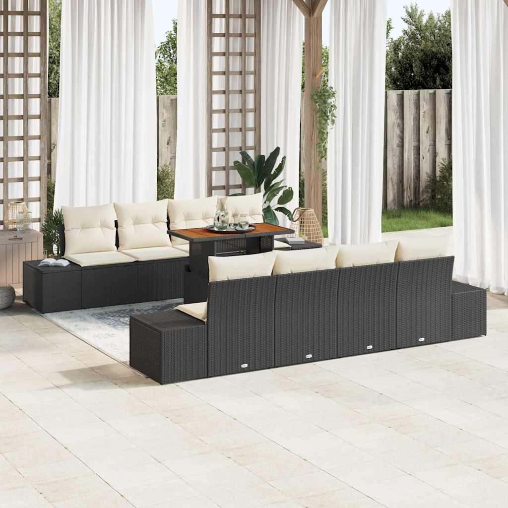 7-Teiliges Gartensofa-Set Mit Kissen Aus Em Poly-Rattan