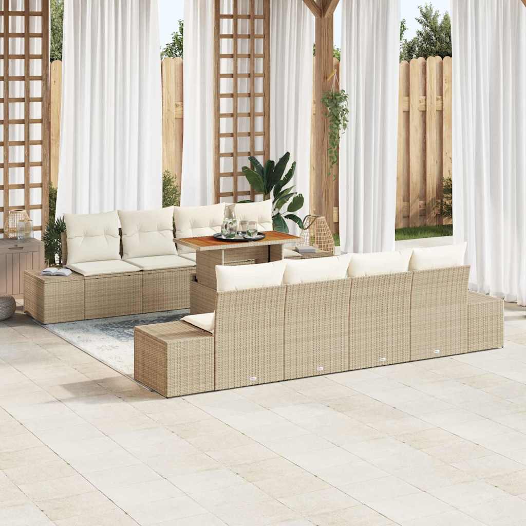 7-Teiliges Gartensofa-Set Mit Kissen Aus Em Poly-Rattan