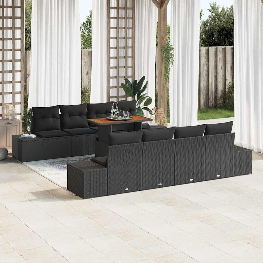 7-Teiliges Gartensofa-Set Mit Kissen Aus Em Poly-Rattan