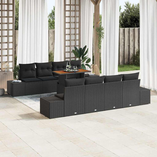 7-Teiliges Gartensofa-Set Mit Kissen Aus Em Poly-Rattan