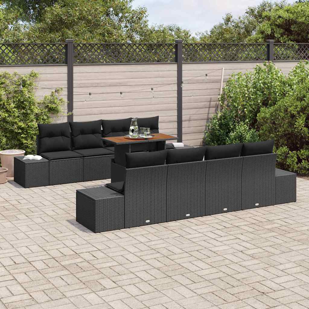 7-Teiliges Gartensofa-Set Mit Kissen Aus Em Poly-Rattan