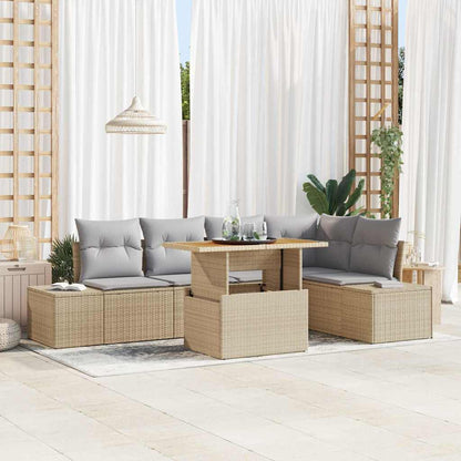 6-Teiliges Gartensofa-Set Mit Kissen, , Aus Poly-Rattan