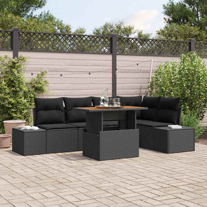 6-Teiliges Gartensofa-Set Mit Kissen, , Aus Poly-Rattan