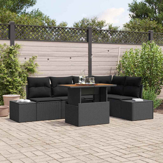 6-Teiliges Gartensofa-Set Mit Kissen, , Aus Poly-Rattan