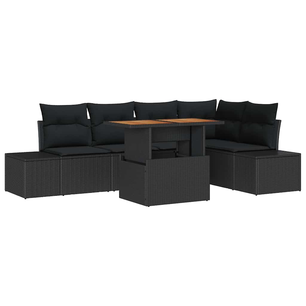 6-Teiliges Gartensofa-Set Mit Kissen, , Aus Poly-Rattan