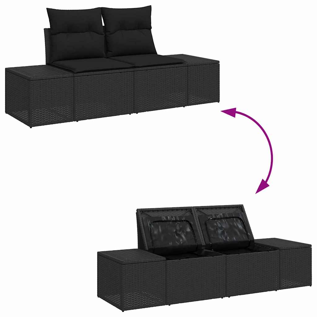 6-Teiliges Gartensofa-Set Mit Kissen, , Aus Poly-Rattan