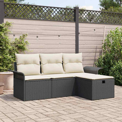4-Tlg. Garten-Sofagarnitur Mit Kissen Poly Rattan