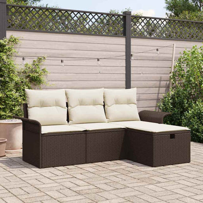 4-Tlg. Garten-Sofagarnitur Mit Kissen Poly Rattan