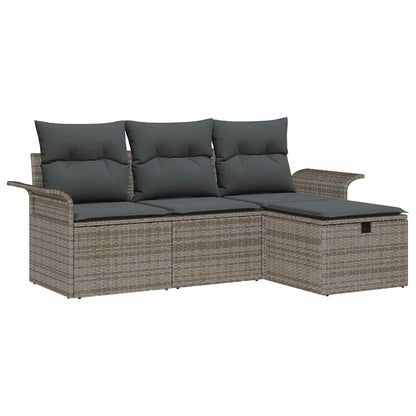 4-Tlg. Garten-Sofagarnitur Mit Kissen Poly Rattan