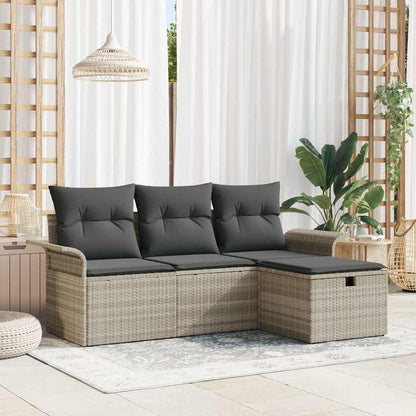 4-Tlg. Garten-Sofagarnitur Mit Kissen Poly Rattan