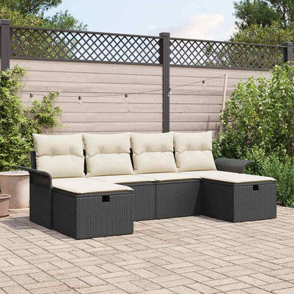 6-Tlg. Garten-Sofagarnitur Mit Kissen Poly Rattan