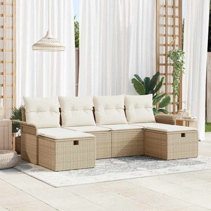 6-Tlg. Garten-Sofagarnitur Mit Kissen Poly Rattan