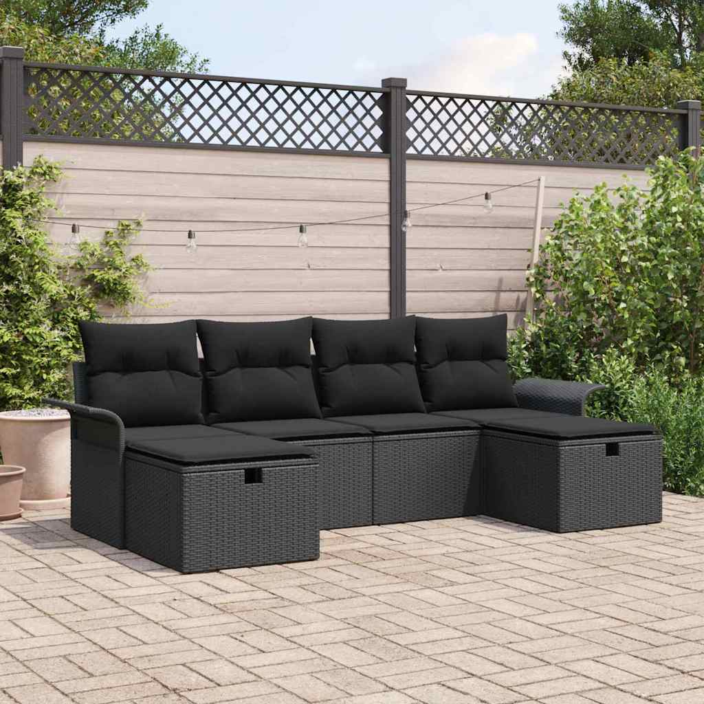 6-Tlg. Garten-Sofagarnitur Mit Kissen Poly Rattan