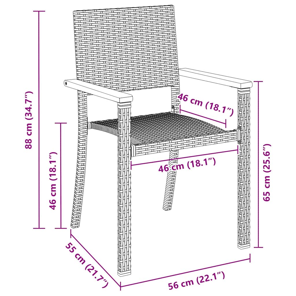 Garten Essgruppe 5 Pcs Braun Und Schwarz 140 X 70 X 73 Cm