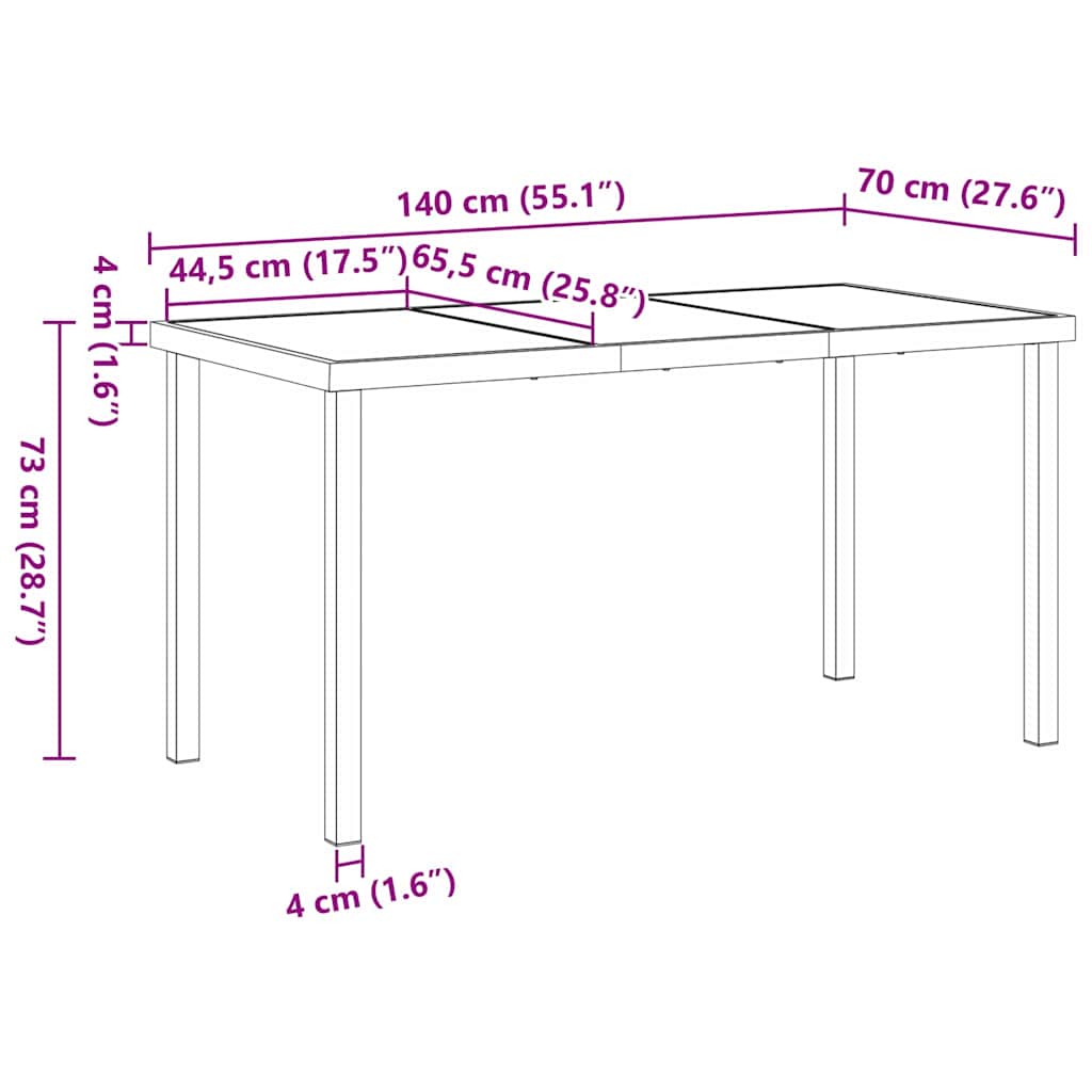 Garten Essgruppe 5 Pcs Braun Und Schwarz 140 X 70 X 73 Cm